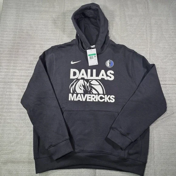 New Men's Nike Dallas Mavericks Courtside Club Pullover Hoodie Style FZ7689-010 - Picture 1 of 10